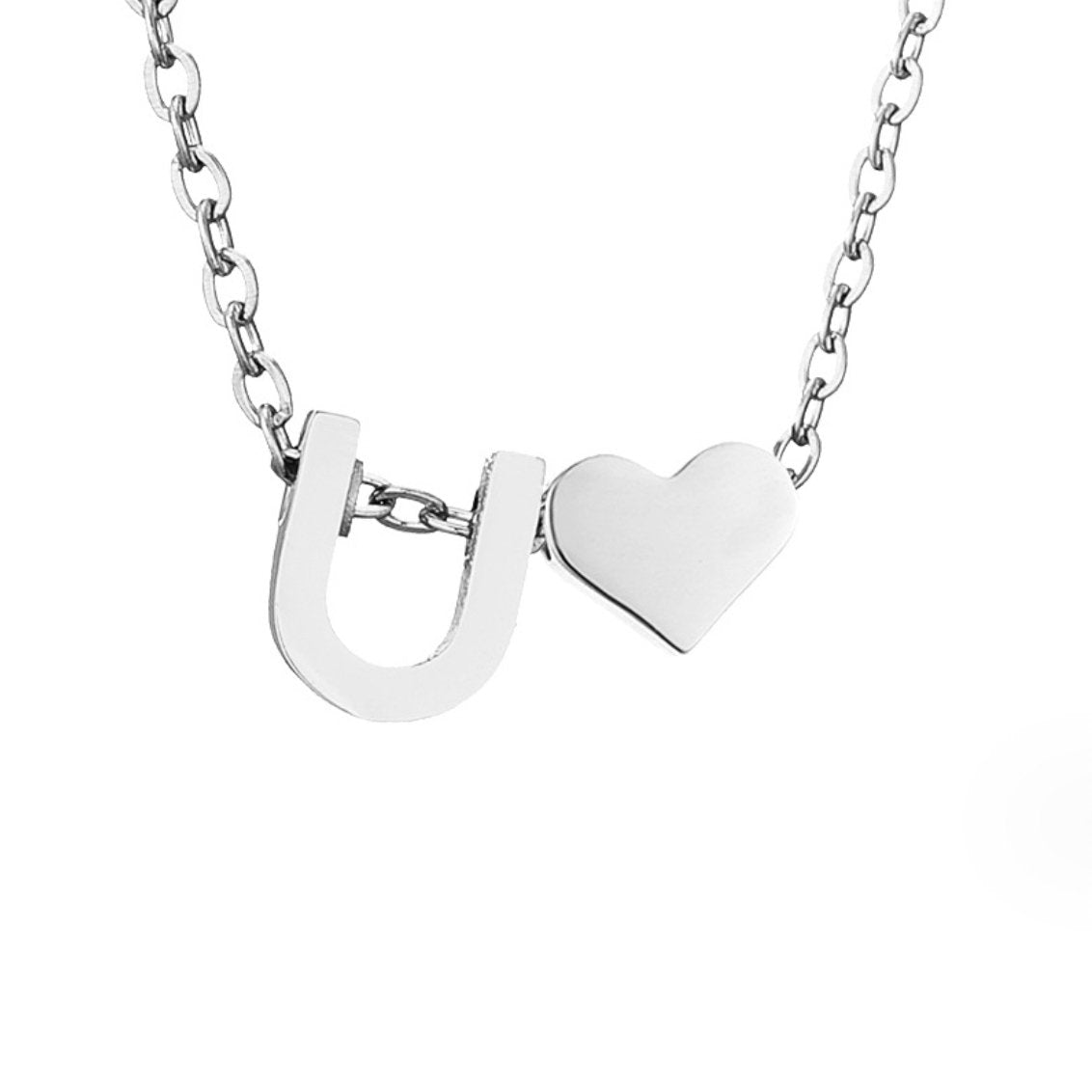 Forever Love & Letter Silver-Tone Necklace