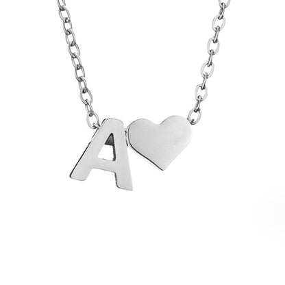 Forever Love & Letter Silver-Tone Necklace