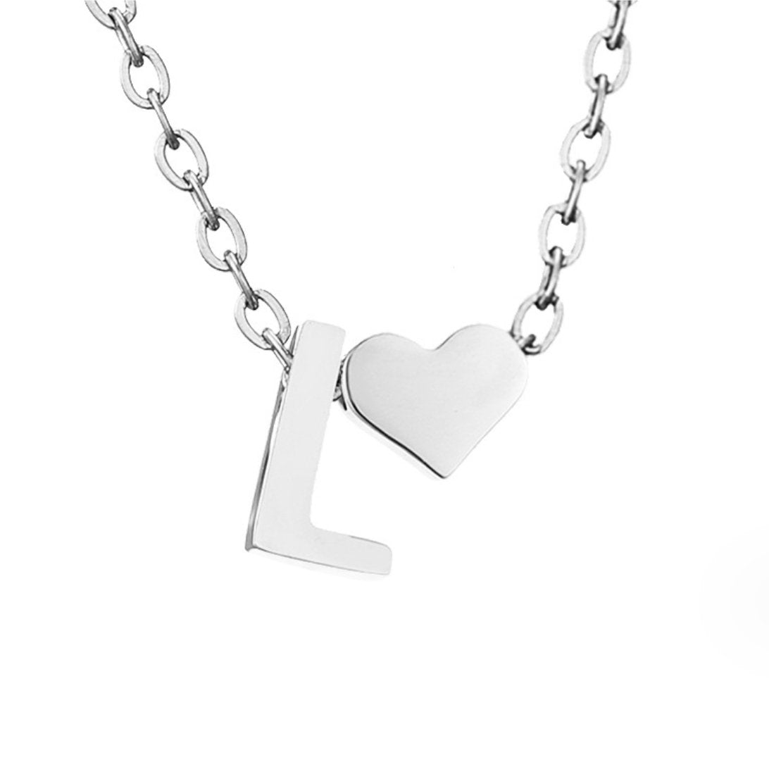 Forever Love & Letter Silver-Tone Necklace