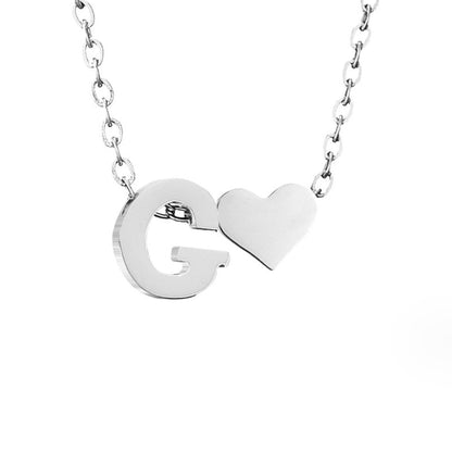 Forever Love & Letter Silver-Tone Necklace