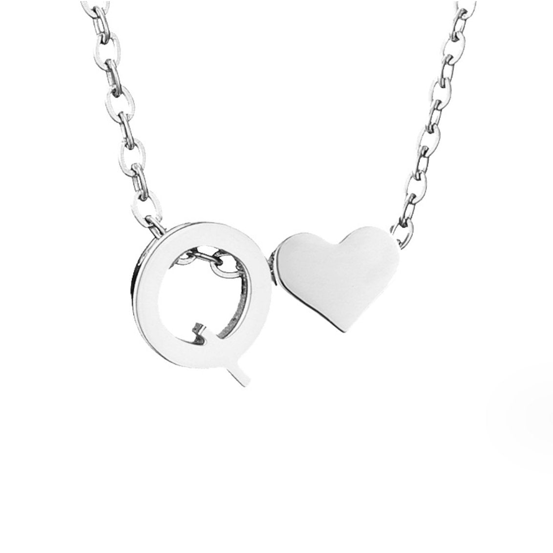 Forever Love & Letter Silver-Tone Necklace