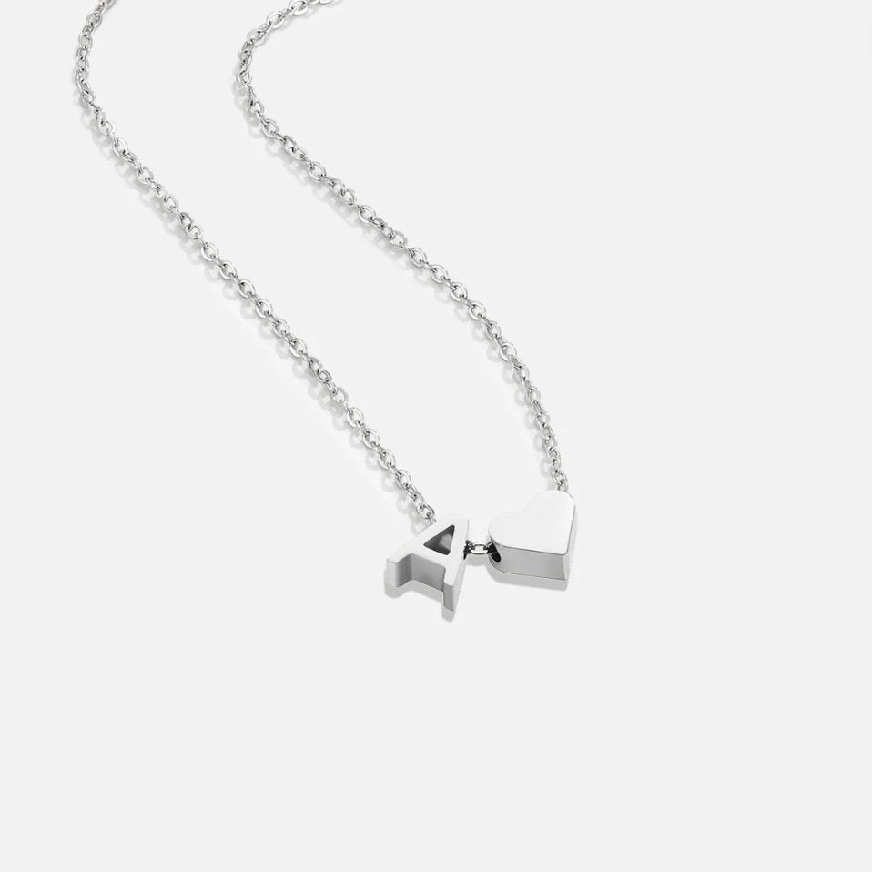 Forever Love & Letter Silver-Tone Necklace