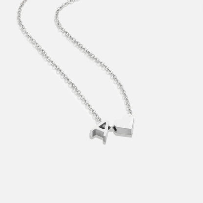Forever Love & Letter Silver-Tone Necklace