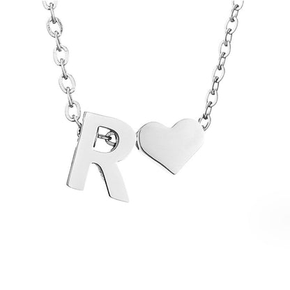 Forever Love & Letter Silver-Tone Necklace