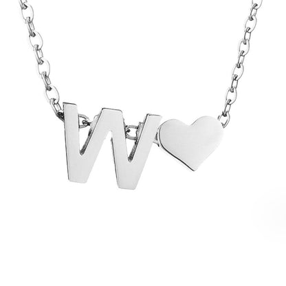 Forever Love & Letter Silver-Tone Necklace