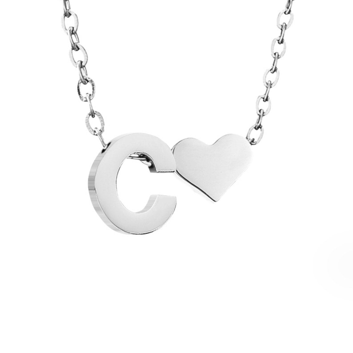 Forever Love & Letter Silver-Tone Necklace