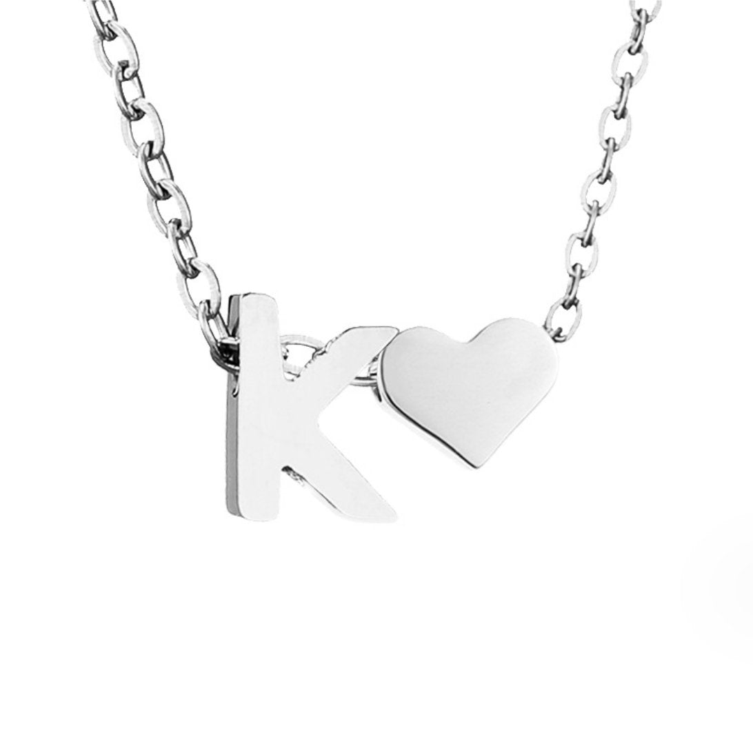 Forever Love & Letter Silver-Tone Necklace