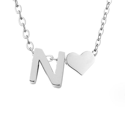Forever Love & Letter Silver-Tone Necklace