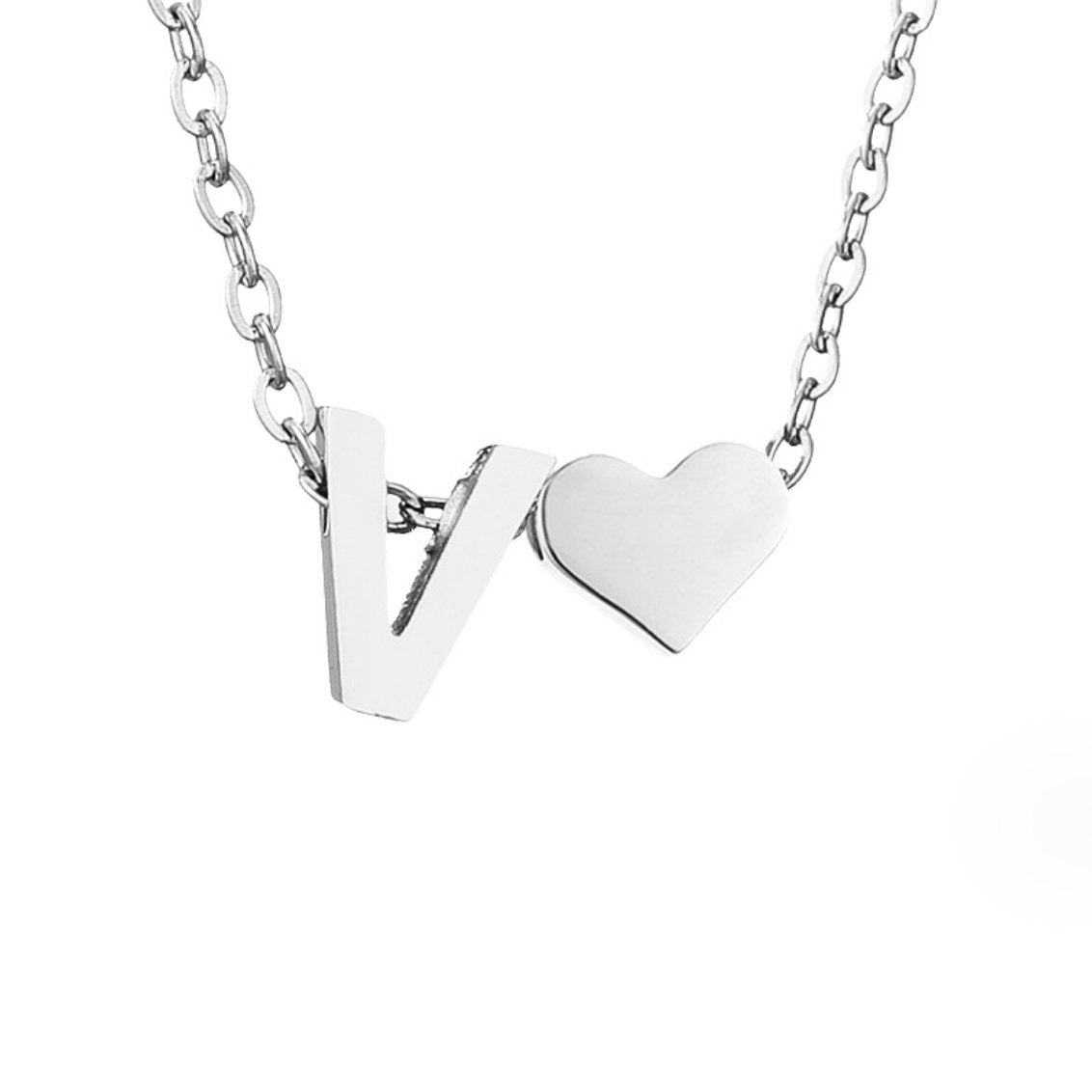 Forever Love & Letter Silver-Tone Necklace