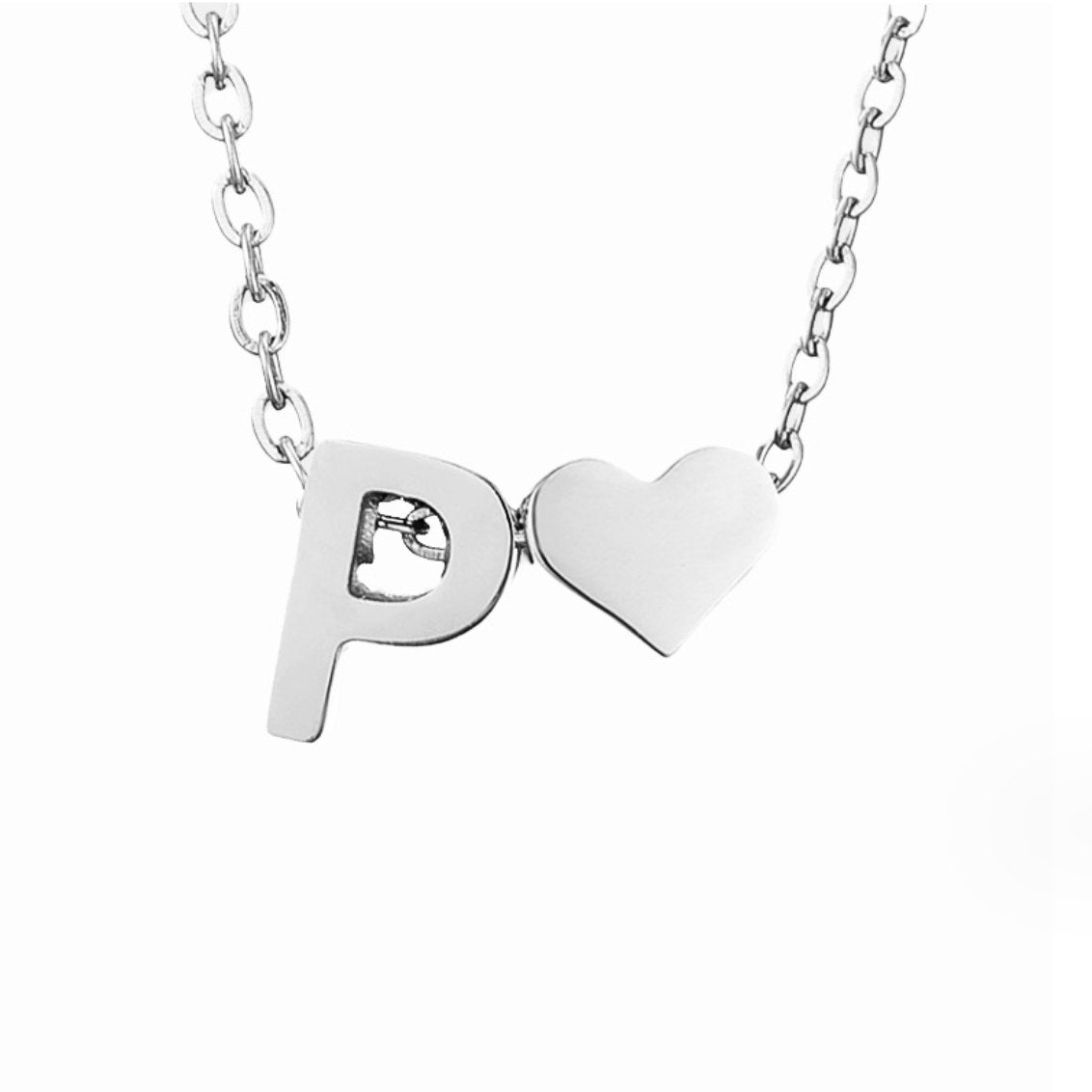 Forever Love & Letter Silver-Tone Necklace