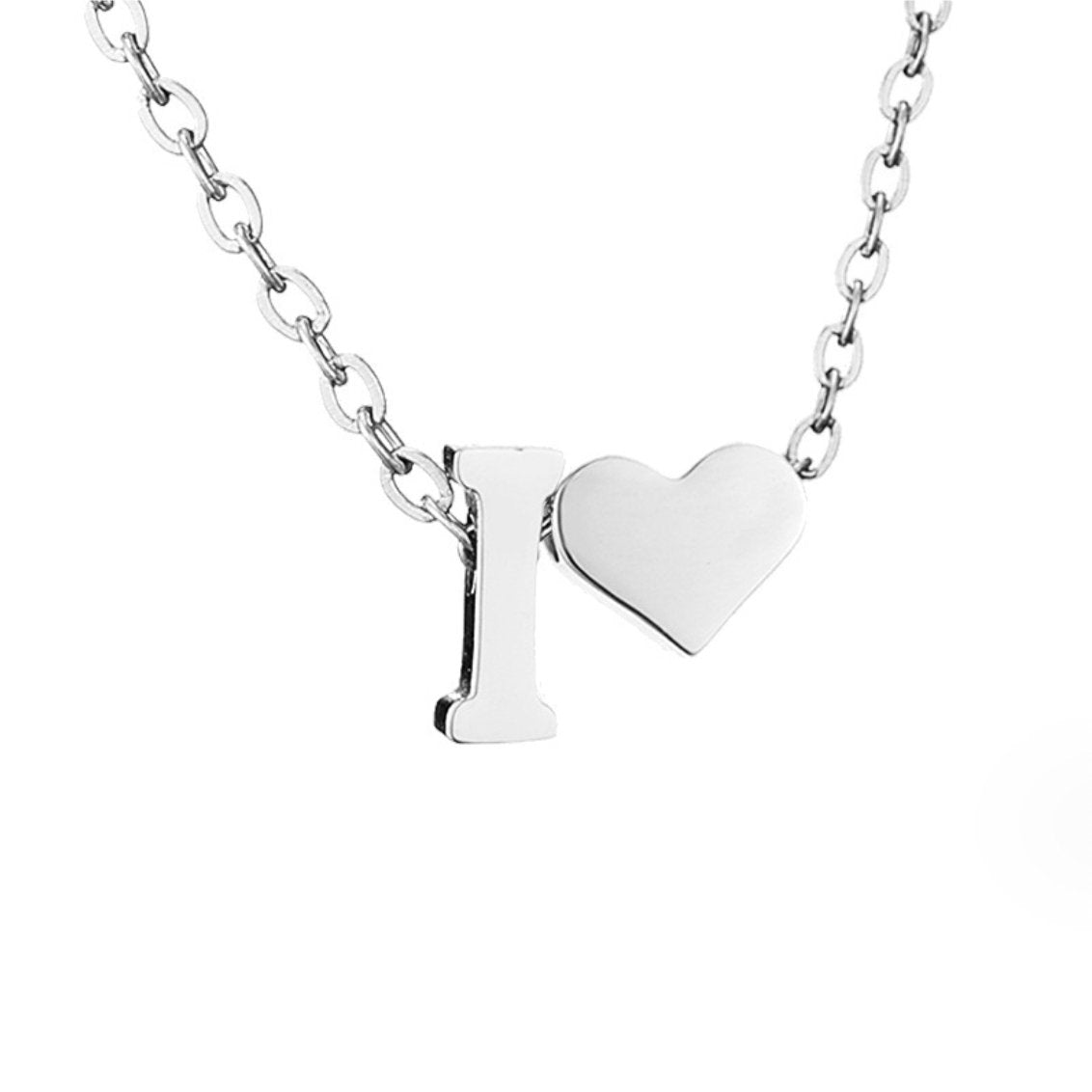 Forever Love & Letter Silver-Tone Necklace