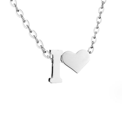 Forever Love & Letter Silver-Tone Necklace