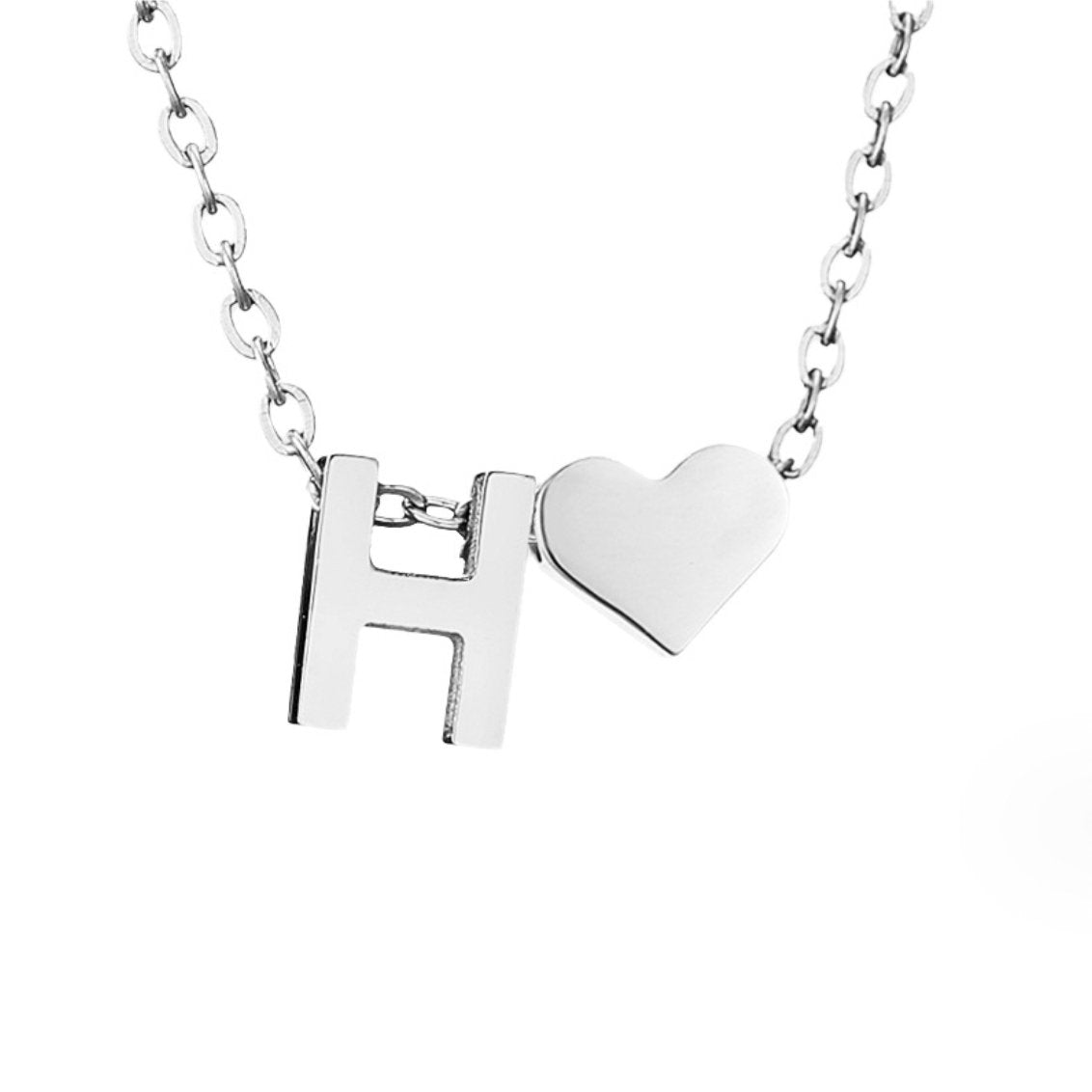 Forever Love & Letter Silver-Tone Necklace