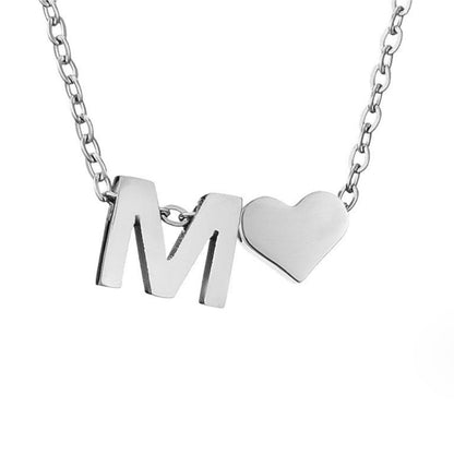 Forever Love & Letter Silver-Tone Necklace