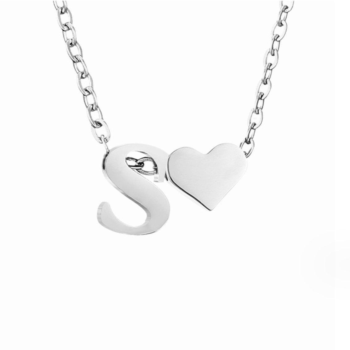 Forever Love & Letter Silver-Tone Necklace