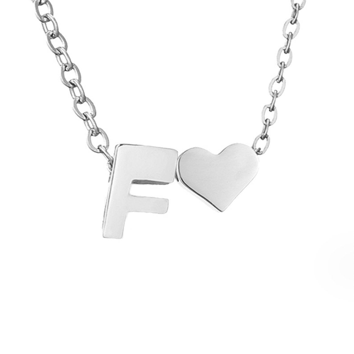 Forever Love & Letter Silver-Tone Necklace