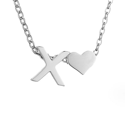 Forever Love & Letter Silver-Tone Necklace