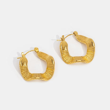 Geometric Wave Gold-Tone Hoop Earrings