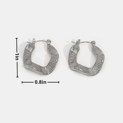Geometric Wave Silver-Tone Hoop Earrings