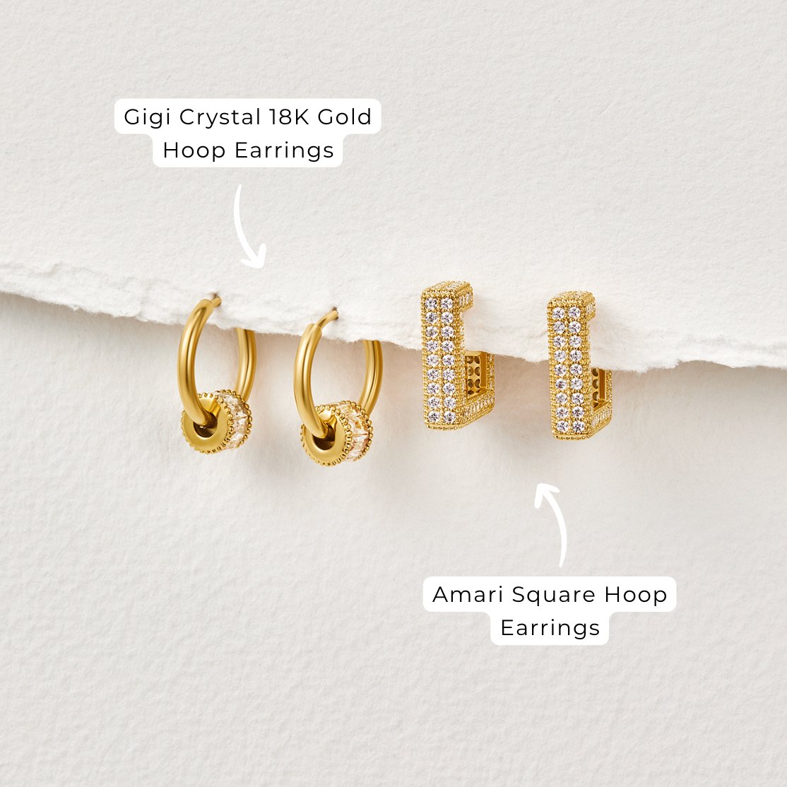 Gigi Crystal Gold-Tone Hoop Earrings