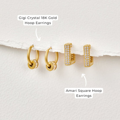 Gigi Crystal Gold-Tone Hoop Earrings