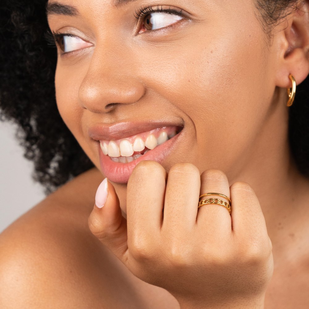 Gold-Tone Chain Layered Ring