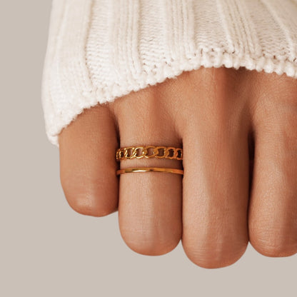 Gold-Tone Chain Layered Ring