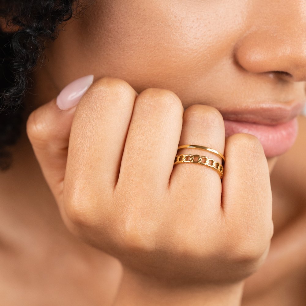 Gold-Tone Chain Layered Ring