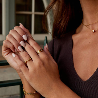 Gold-Tone Crystal Clover Band Ring