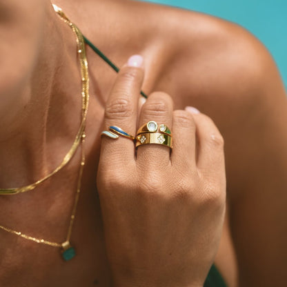 Gold-Tone Crystal Clover Band Ring