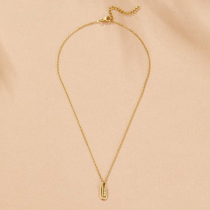 Gold-Tone Crystal Paperclip Pendant Necklace