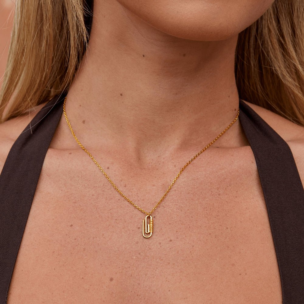 Gold-Tone Crystal Paperclip Pendant Necklace