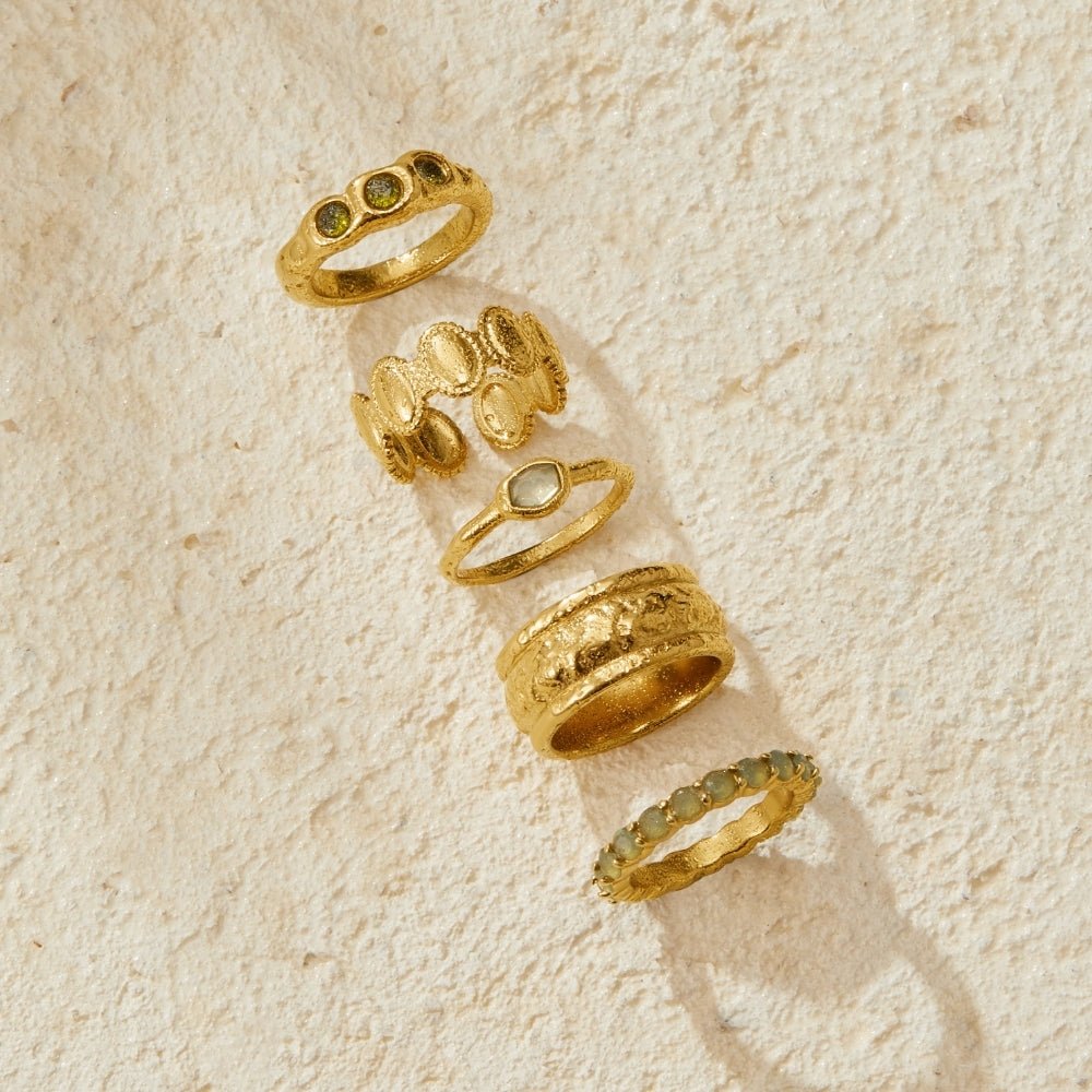 Gold-Tone Eternity Moonstone-Effect Ring