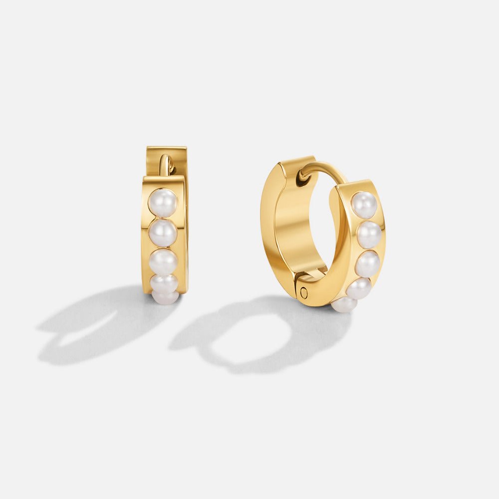 Gold-Tone Eula Pearl Hoop Earrings