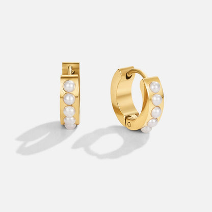 Gold-Tone Eula Pearl Hoop Earrings
