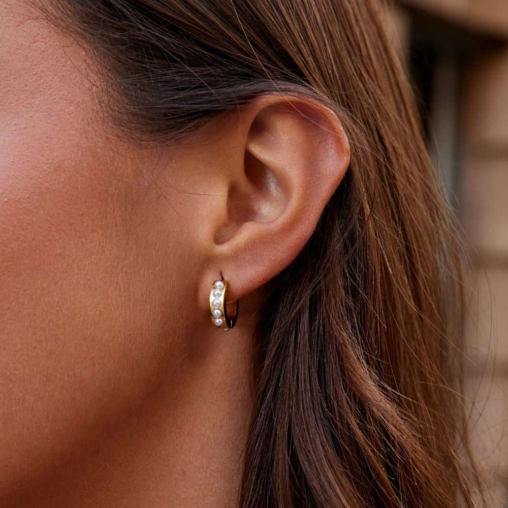 Gold-Tone Eula Pearl Hoop Earrings