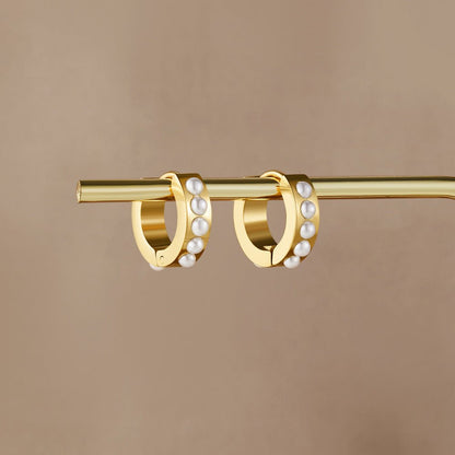 Gold-Tone Eula Pearl Hoop Earrings