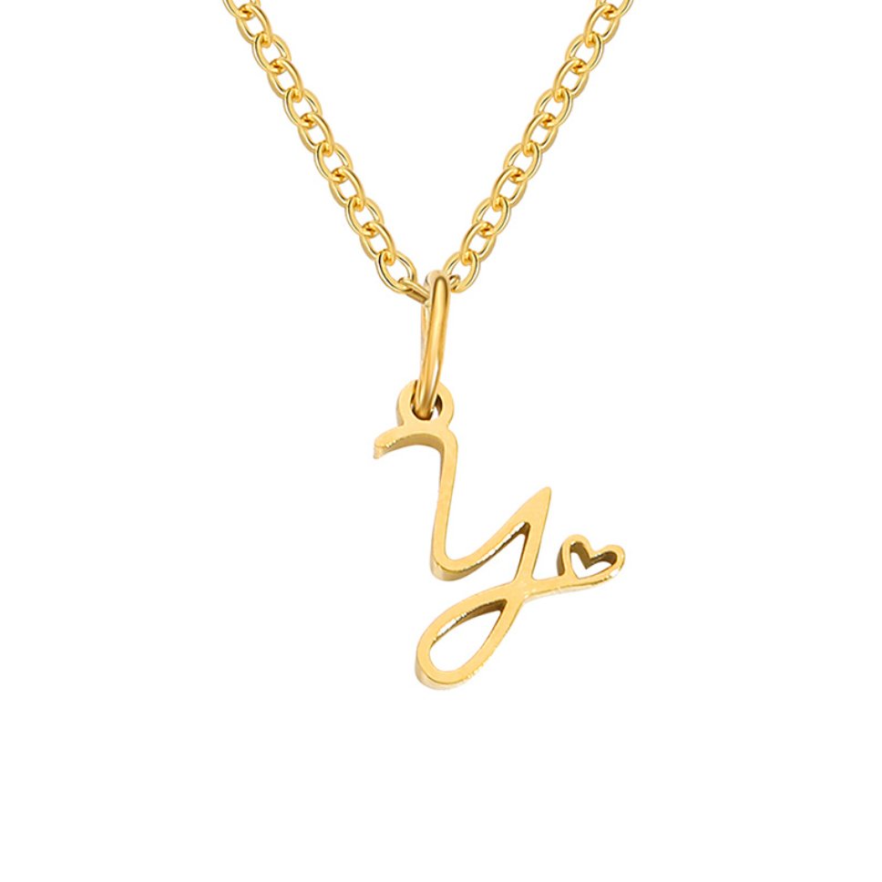 Gold-Tone Letter Heart Necklace