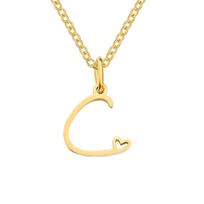 Gold-Tone Letter Heart Necklace