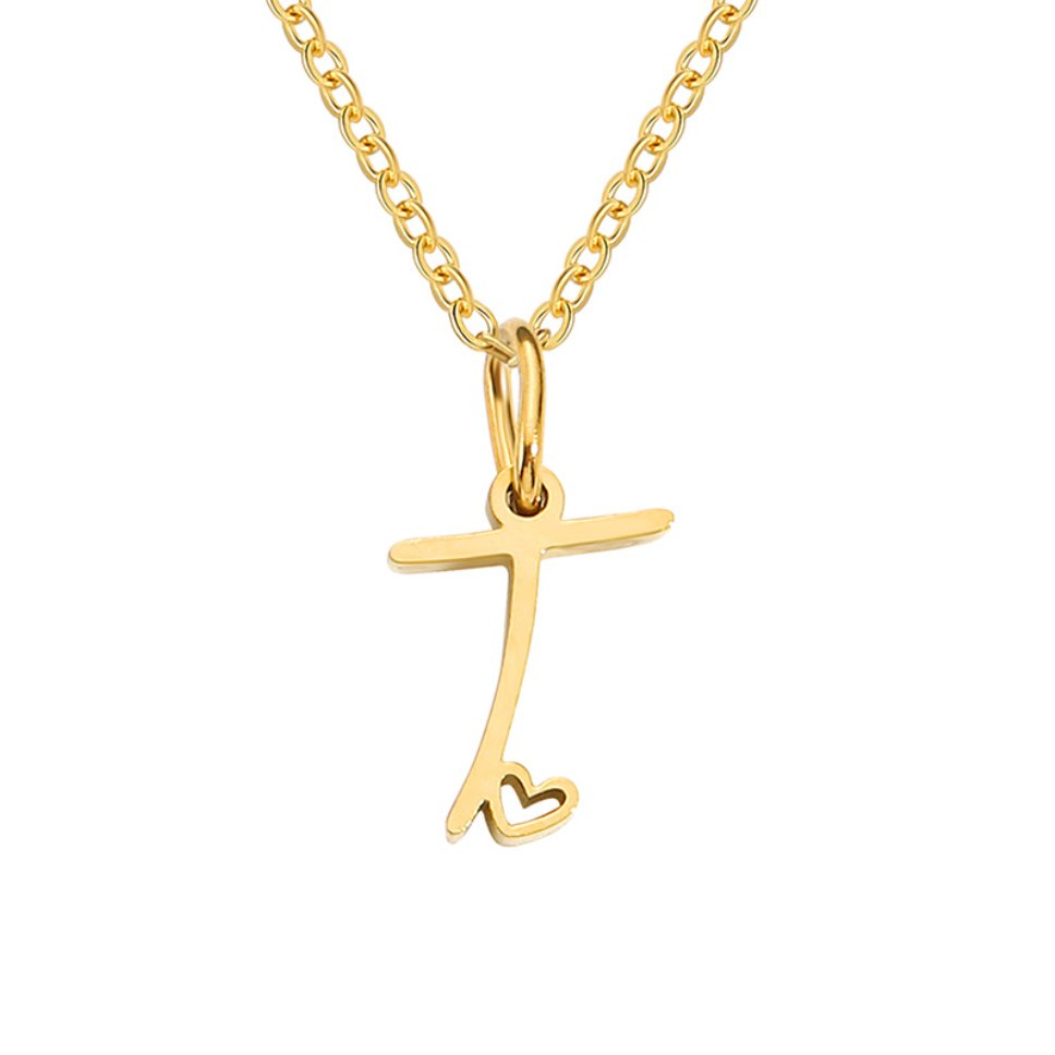 Gold-Tone Letter Heart Necklace