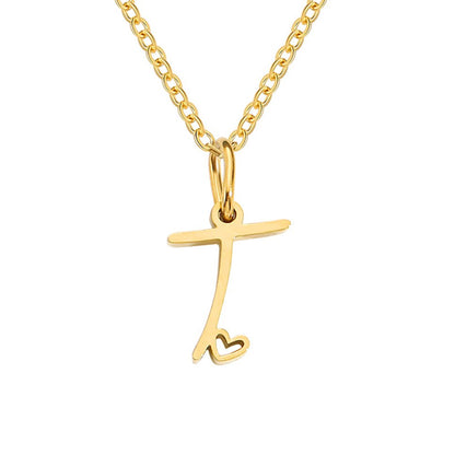 Gold-Tone Letter Heart Necklace
