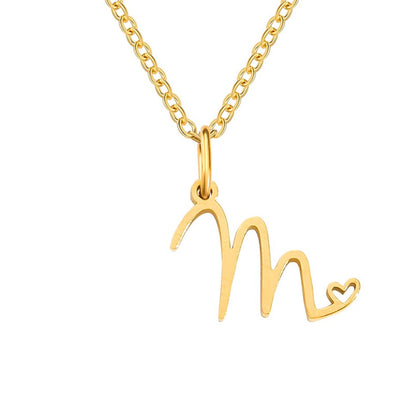 Gold-Tone Letter Heart Necklace