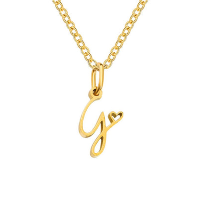 Gold-Tone Letter Heart Necklace
