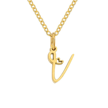 Gold-Tone Letter Heart Necklace