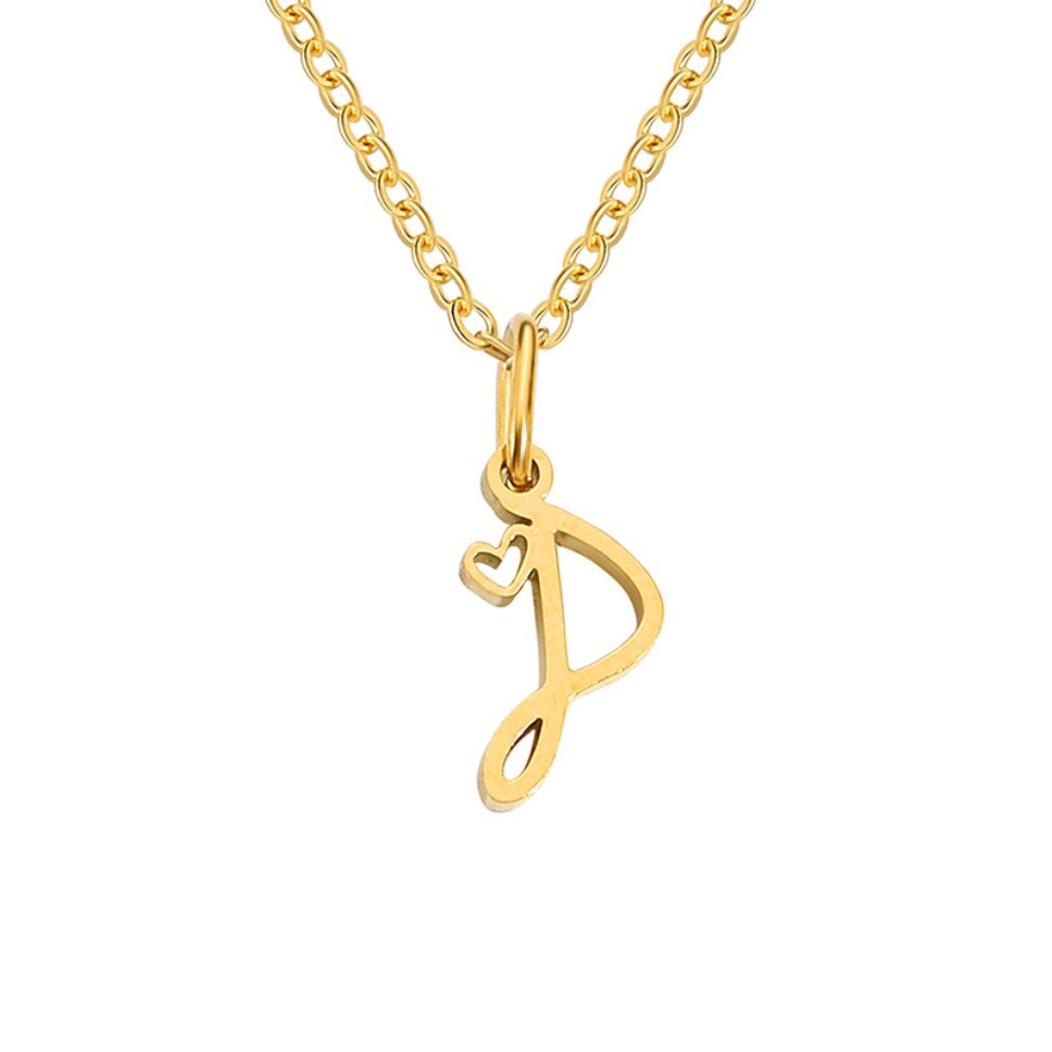Gold-Tone Letter Heart Necklace