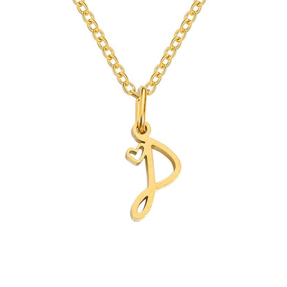 Gold-Tone Letter Heart Necklace