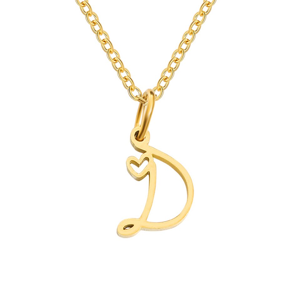 Gold-Tone Letter Heart Necklace