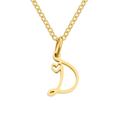 Gold-Tone Letter Heart Necklace