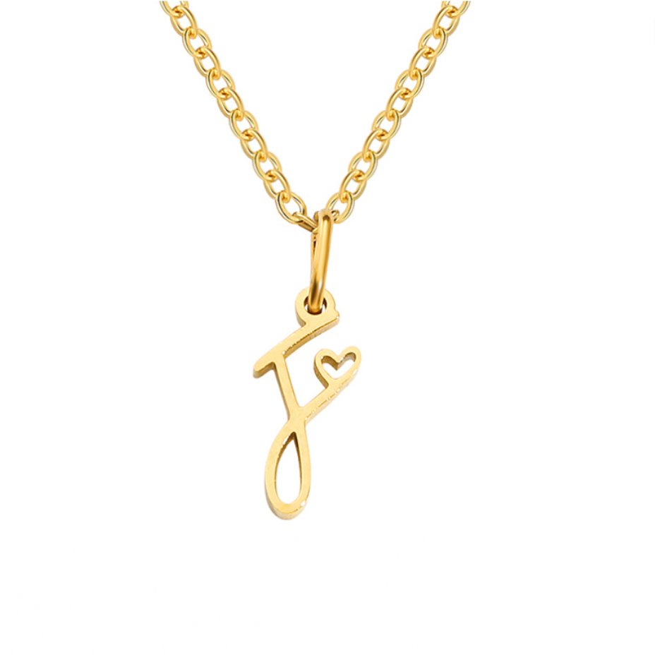 Gold-Tone Letter Heart Necklace