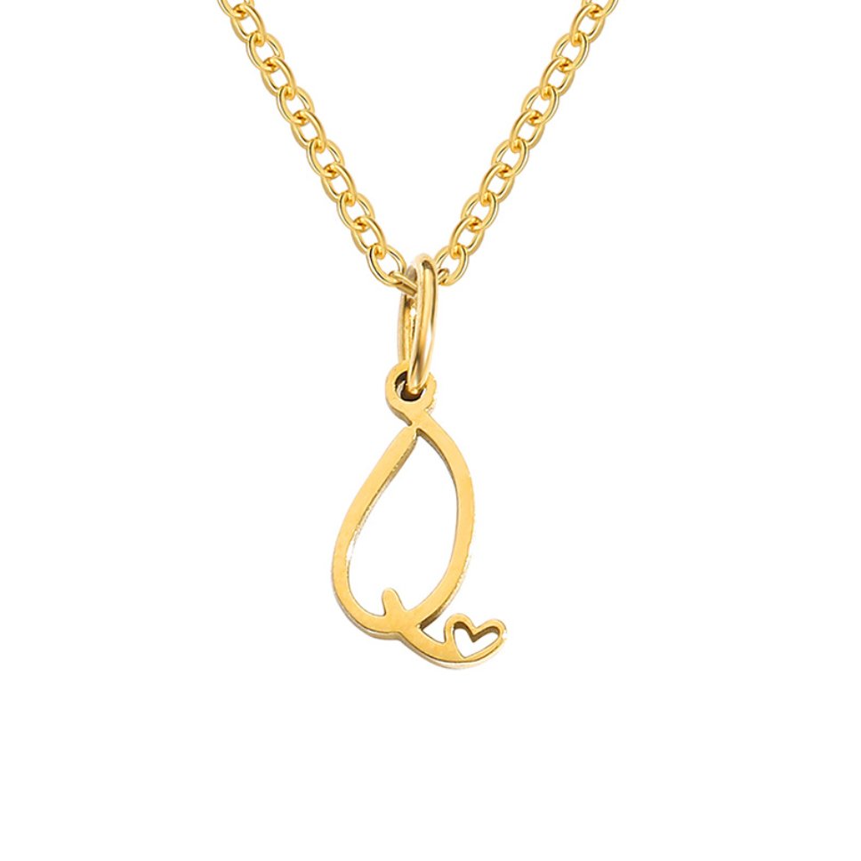 Gold-Tone Letter Heart Necklace